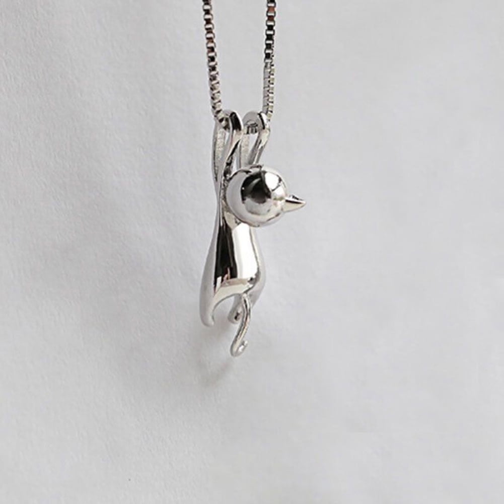 Sterling Silver Cat Necklace - Etsy UK